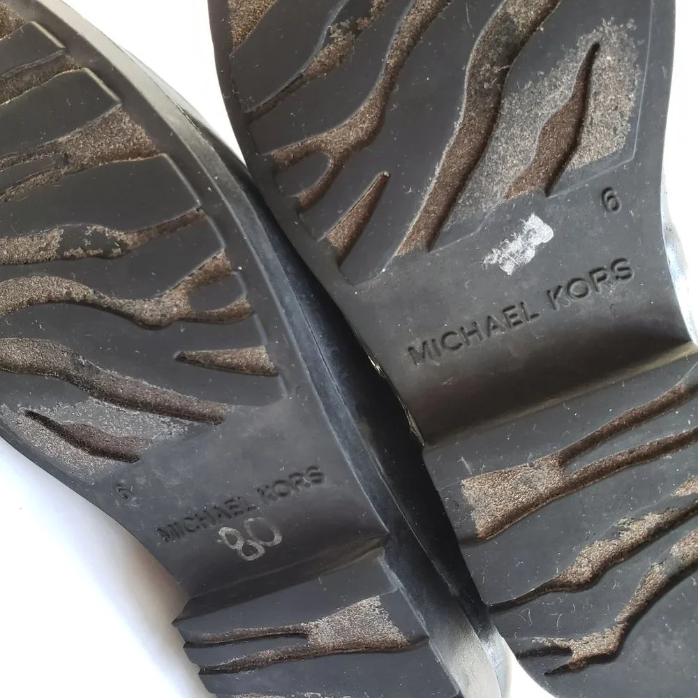 Michael Kors Black Rubber Tall Rain Boots Pull On Logo Charm Detail - Picture 13 of 15